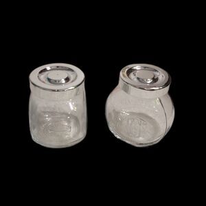 IKEA pair small 5oz spice jar silver lid 3"x2"x3" tall